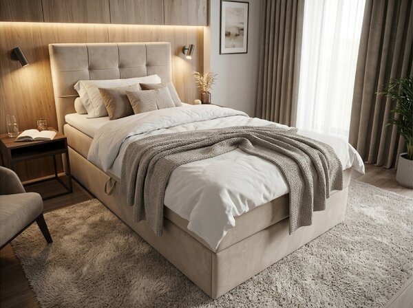 Oblazinjena postelja boxspring DIRELIS TRINITY 90x200 cm bež Vzmetnica: Vzmetnica Bonell