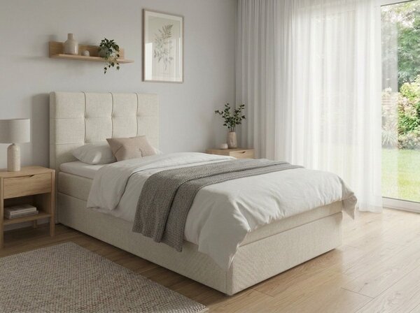 Oblazinjena postelja boxspring DIRELIS VIBE 90x200 cm kremna Vzmetnica: Vzmetnica Bonell