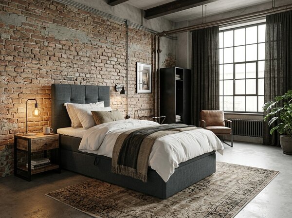 Oblazinjena postelja boxspring DIRELIS VIBE 90x200 cm temno siva Vzmetnica: Vzmetnica Bonell