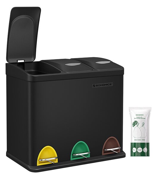 Koš za ločevanje odpadkov SORT 24l (3x8l), črna SongmicsHome