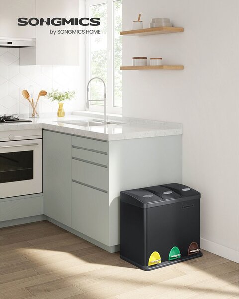 Koš za ločevanje odpadkov SORT 24l (3x8l), črna SongmicsHome