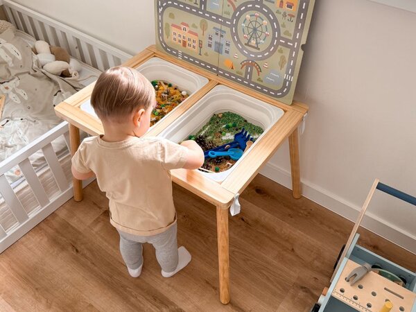 TookyToy Lesena senzorična miza za otroke