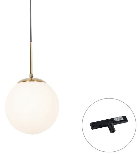 Art Deco viseča svetilka zlata z opalnim steklom vklj. črni enofazni adapter za tirnico - Slimline Flore