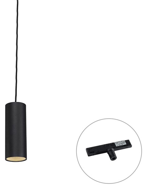 Dizajnerska viseča svetilka črna vklj. 1-fazni tirni adapter - Slimline Tubo
