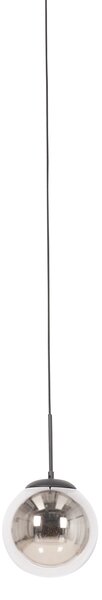 Art Deco viseča svetilka črna z dimljenim steklom vklj. 1-fazni tirni adapter - Slimline Flore