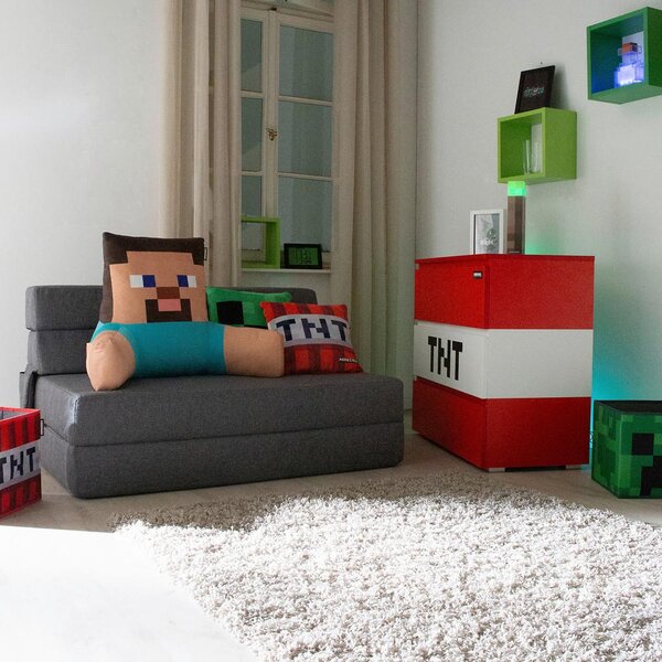 Minecraft Zofa S Posteljno Funkcijo Minecraft, Siva