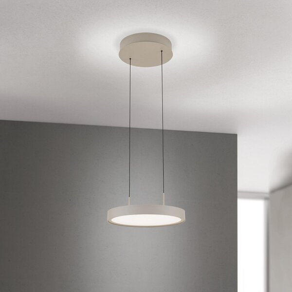 ORION LED viseča svetilka Teide, kaki, enogorka, kovina, 2700 K, zatemnjen, Bež, Dnevna soba / jedilnica, Aluminij, Sodobni