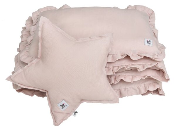 Lanena posteljnina za otroško posteljico DUSTY PINK, vel. M