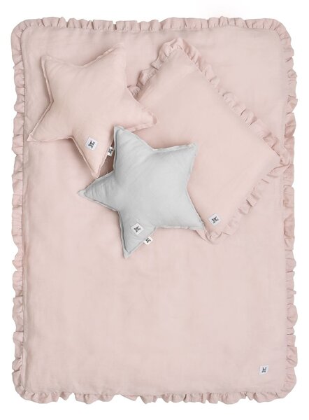 Lanena posteljnina za otroško posteljico DUSTY PINK, vel. M