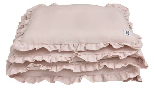 Lanena posteljnina za otroško posteljico DUSTY PINK, vel. M