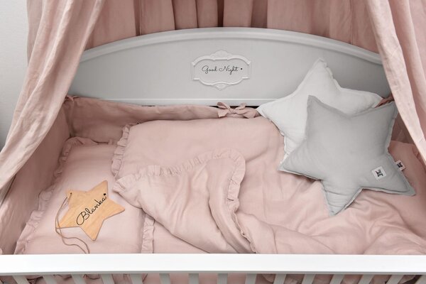 Lanena posteljnina za otroško posteljico DUSTY PINK, vel. M