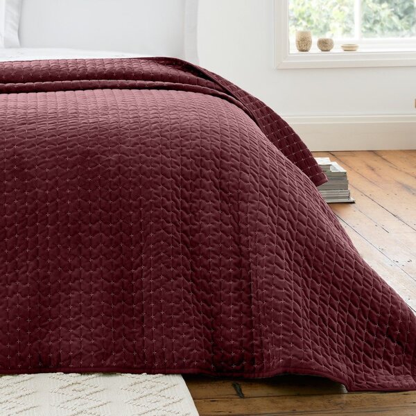 Bordo rdeče prešito pregrinjalo 240x260 cm Attica Velvet – Bianca