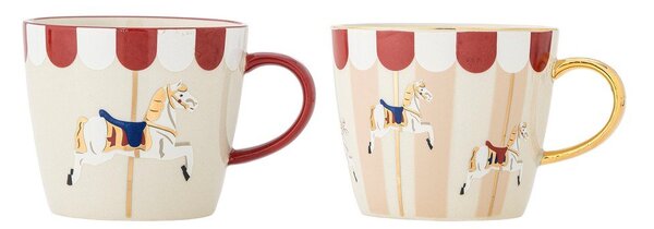 Skodelice v kompletu 2 ks z božičnim motivom iz kamenine 380 ml Merry-go-round – Bloomingville