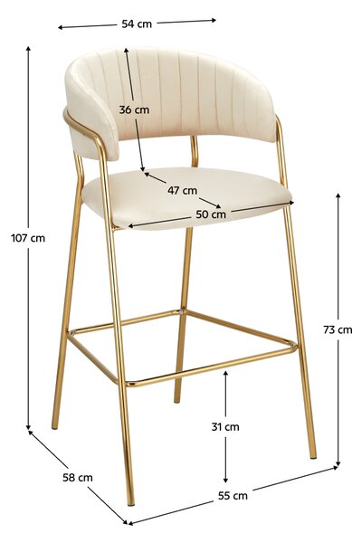 KONDELA Dizajnerski barski stol, bež tkanina Velvet/gold krom zlata, DASMIN TYP 2