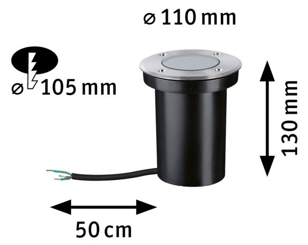 Paulmann LED-talna vgradna svetilka 94732, Ø 11 cm, nerjaveče jeklo, Kovinska, Kovina