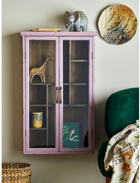 Prašno rožnata vitrina iz masivne jelke 50x80x14 cm Hazem – Bloomingville