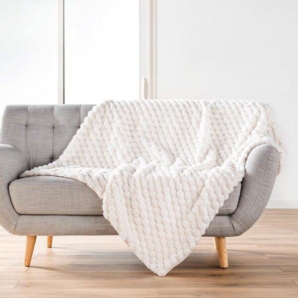 Kremno bela odeja iz mikropliša 220x240 cm Frosty – douceur d'intérieur