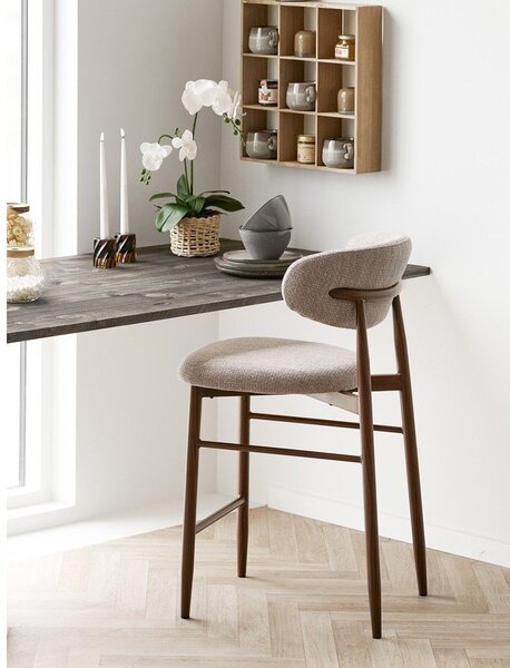Bež/temno rjav oblazinjen barski stol (višina sedeža 65 cm) Levanto – House Nordic