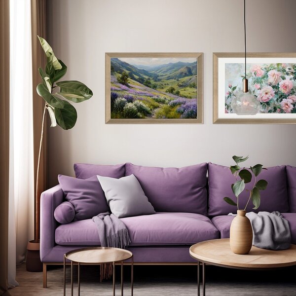 Tiskana slika z okvirjem 75x56 cm Violet Hills – Styler