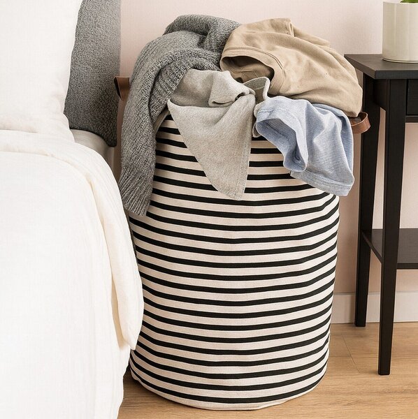 Črno-bel tekstilni koš za perilo 54 l Stripe – Premier Housewares