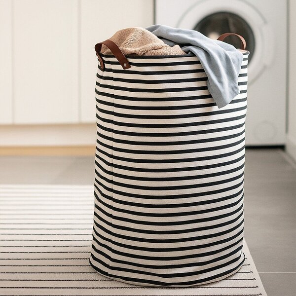 Črno-bel tekstilni koš za perilo 54 l Stripe – Premier Housewares