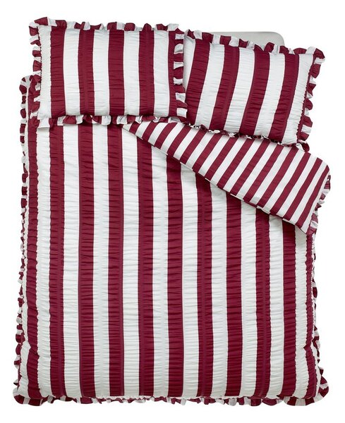Temno vijolična posteljnina za zakonsko posteljo 200x200 cm Seersucker Frill Stripe – Catherine Lansfield