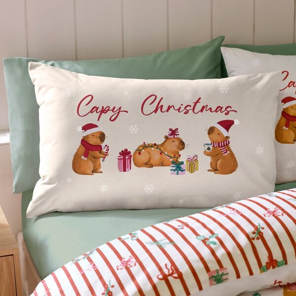 Enojna posteljnina v naravni barvi 135x200 cm Capy Christmas – Catherine Lansfield