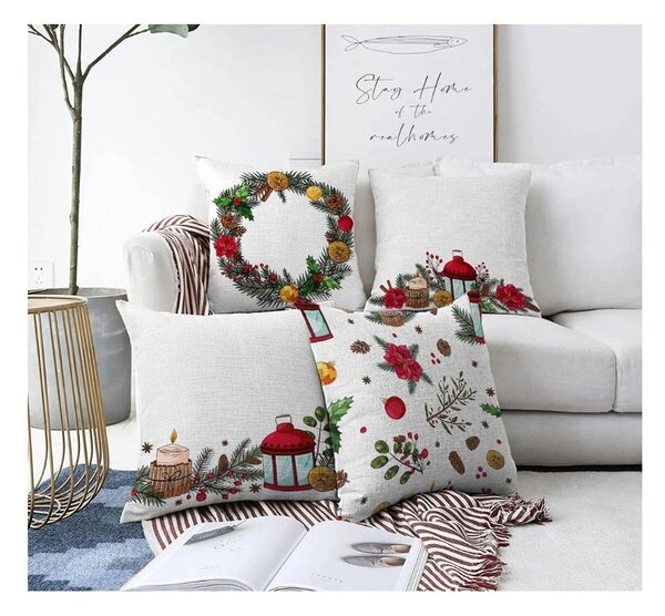 Prevleke za blazino v kompletu 4 ks z božičnim motivom 43x43 cm Merry Christmas – Mila Home