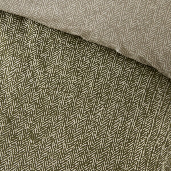 Zelena flanelna posteljnina za zakonsko posteljo 200x200 cm Brushed Herringbone – Catherine Lansfield