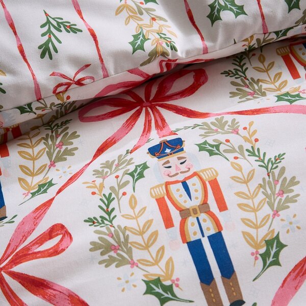 Enojna posteljnina v naravni barvi 135x200 cm Christmas Nutcracker Bows – Catherine Lansfield
