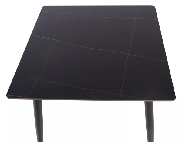 Jedilna miza RION 130x70 cm s keramično ploščo, črni marmor