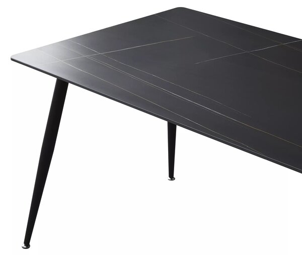 Jedilna miza RION 130x70 cm s keramično ploščo, črni marmor