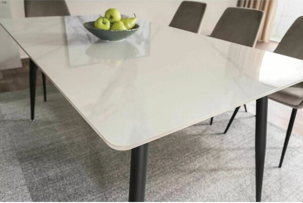 Jedilna miza RION 130x70 cm s keramično ploščo, beli marmor