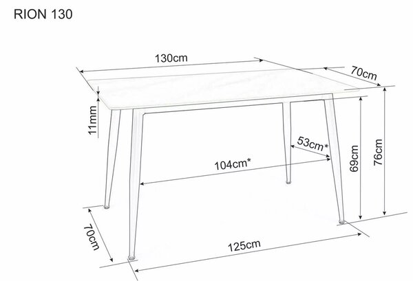 Jedilna miza RION 130x70 cm s keramično ploščo, beli marmor