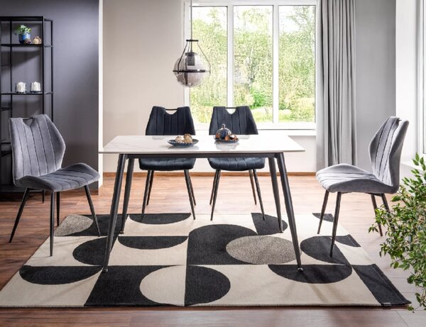 Jedilna miza RION 130x70 cm s keramično ploščo, beli marmor