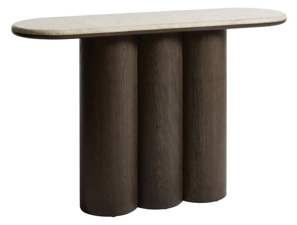 Stranska mizica z marmorno mizno ploščo v temni naravni barvi 38x120 cm Piazze – Unique Furniture