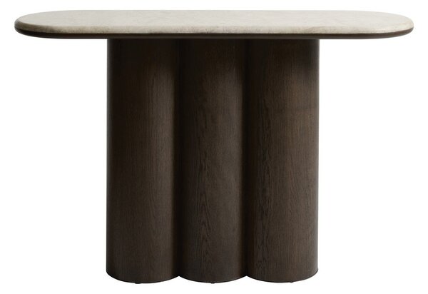 Stranska mizica z marmorno mizno ploščo v temni naravni barvi 38x120 cm Piazze – Unique Furniture