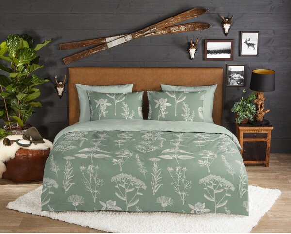Žajbljevo zelena enojna/podaljšana flanelna posteljnina 140x220 cm Herbs – Good Morning