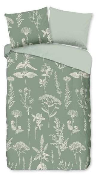 Žajbljevo zelena enojna/podaljšana flanelna posteljnina 140x220 cm Herbs – Good Morning