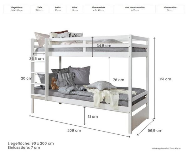 Livetastic Pograd Finn, 90x200, Bor, Masivna