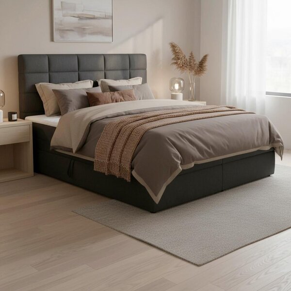 Bessagi Home Postelja Boxspring Aria, Temno Siva