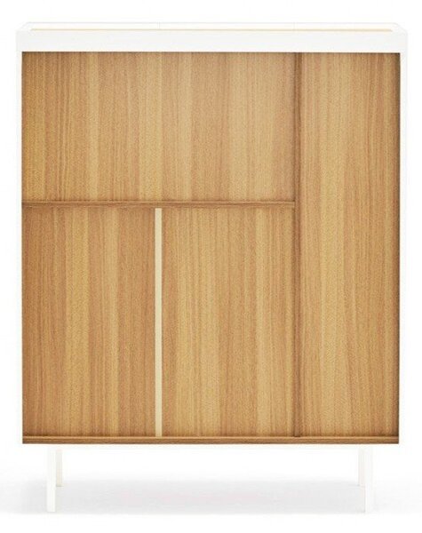 Bela visoka komoda v hrastovem dekorju 95x120 cm Arista – Teulat