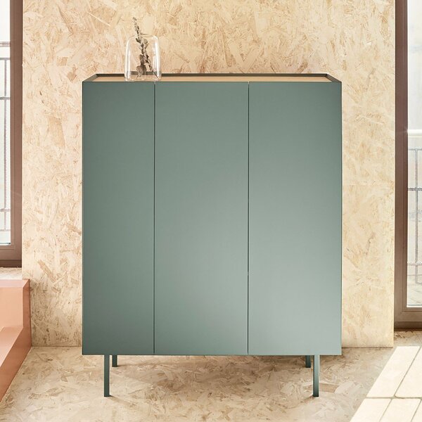 Zelena visoka komoda v hrastovem dekorju 95x120 cm Arista – Teulat