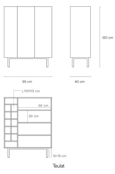 Zelena visoka komoda v hrastovem dekorju 95x120 cm Arista – Teulat