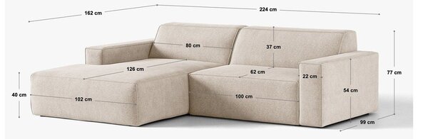Bež kotna sedežna garnitura (levi kot/z ležalnikom) Jodie – Micadoni