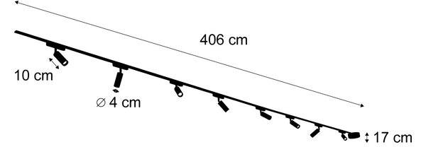 Modern railsysteem met 8 spots zwart 1-fase - Magnetic Samson