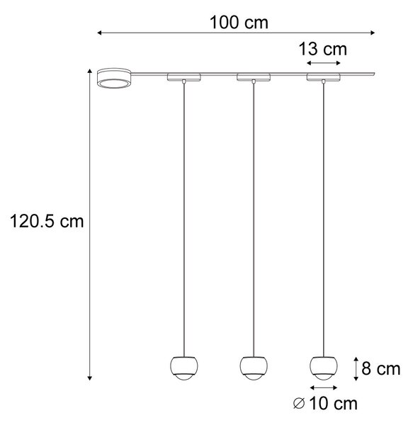 Modern railsysteem met 3 hanglampen zwart 1-fase - Magnetic Lance