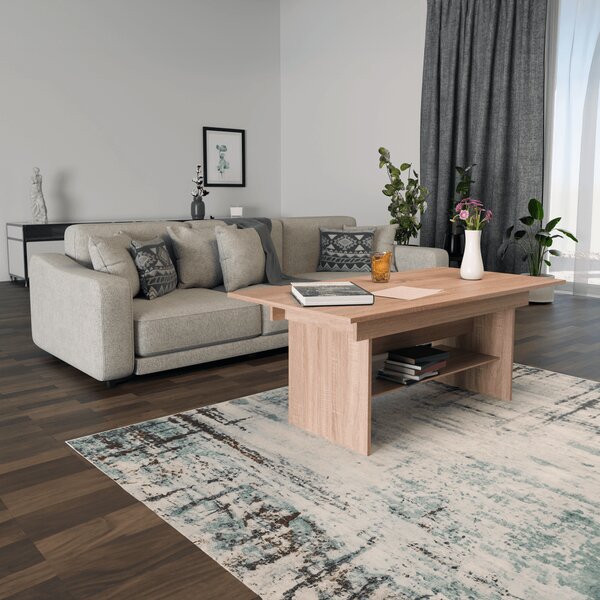 KONDELA Raztegljiva jedilna/klubska miza, hrast sonoma, 120-160x70 cm, LAVKO NEW