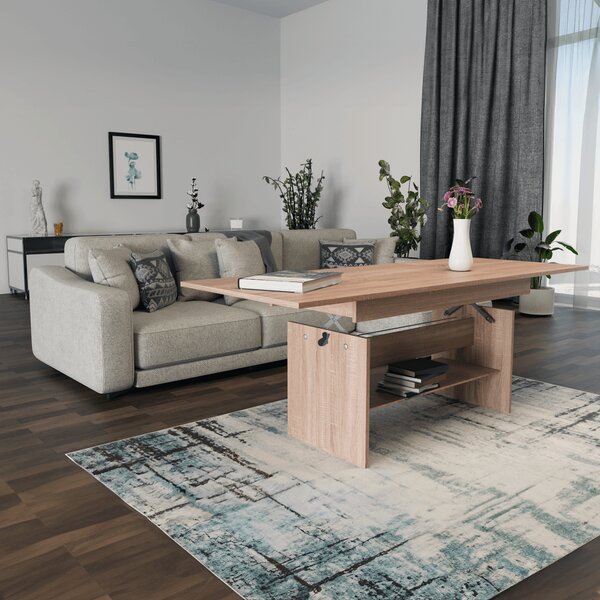 KONDELA Raztegljiva jedilna/klubska miza, hrast sonoma, 120-160x70 cm, LAVKO NEW