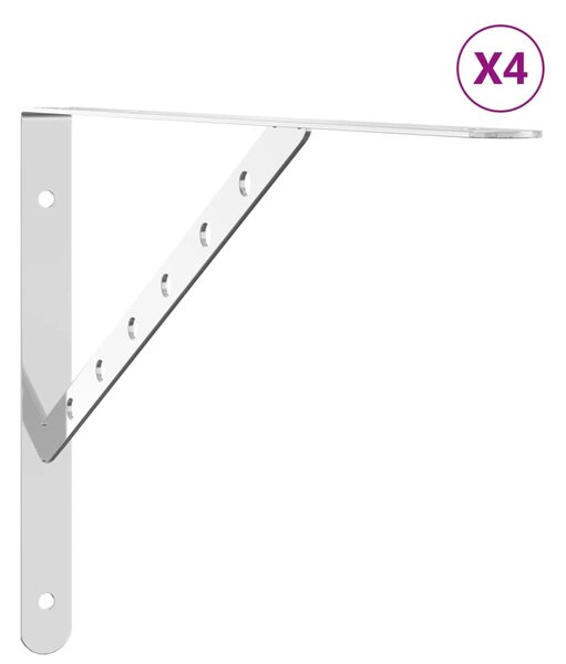 VidaXL Nosilec za polico 4 kosi 40x2,5x25 cm srebrno nerjaveče jeklo